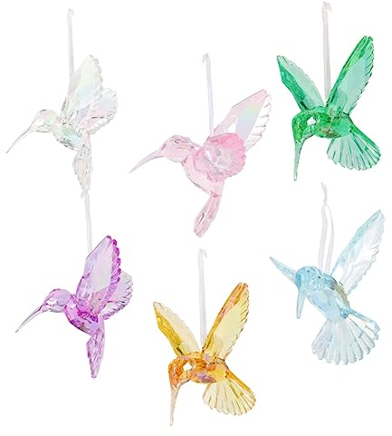 SEWACC 6 Stück Kristall-Vogel-Anhänger Kristall-Anhänger Weihnachtsdekorationen Klare Weihnachtsornamente Hängende Kolibris Aus Acryl Kolibri-Ornament Acryl-Kolibri-Ornament