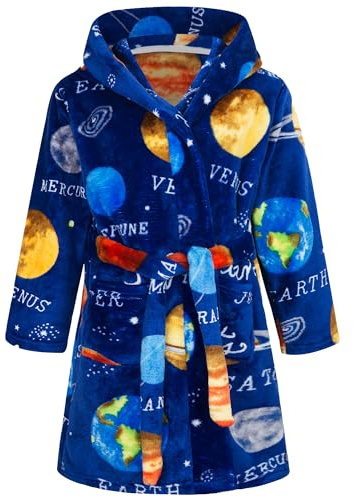 FILOWA Bademantel für Kinder Fleece Flanell Kapuze Morgenmantel, Gr.92-128 | Mädchen Jungen Kinderbademantel, Flauschig Dressing Gown, Supersoft Kuschelig Lang Roben, Cartoon, Weich Warm Pyjama