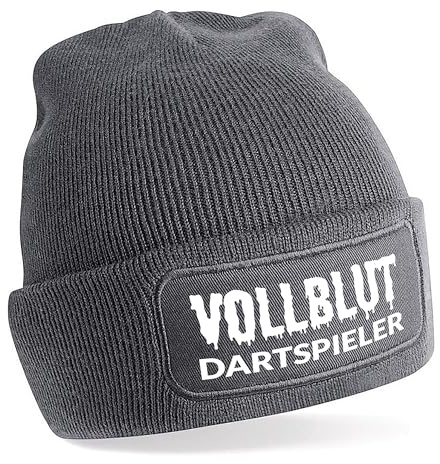 Herzbotschaft Beanie Strickmütze mit Spruch | Vollblut Dartspieler | Farbwahl | Unisex SoftTouch angenehm weiche und warme Wintermütze | OneSize Einheitsgröße für Erwachsene