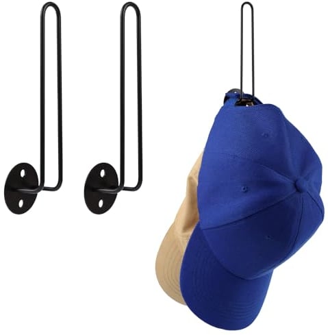 NQEUEPN 3pcs Hat Racks, Hat Organizer for Baseball Caps Metal Hat Holder Hat Storage Hat Hanger Organizer Hat Hooks Wall Mount for Closet Doors Rooms (Black)