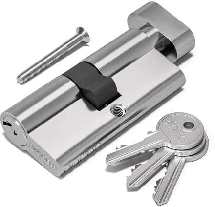 Bwintech Serrure à cylindre européen plaqué chrome 90 mm (40/50T) - Serrure à barillet de porte avec 3 clés standard, anti-crochetage, anti-choc, anti-perçage, haute sécurité pour portes UPVC, bois,