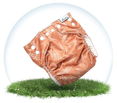 Hinzling Stoffwindel Überhose Newborn (Botanical Mocha) – Größenverstellbar & langlebig aus recyceltem Polyester – Weiche Passform & zu zuverlässige Abdichtung