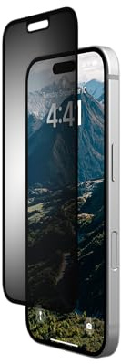 URBAN ARMOR GEAR Privacy Eco kompatibel mit Apple iPhone 16 / iPhone 15 Displayschutzfolie abnehmbar (Recyceltes RPET, 2-Wege Sichtschutz, Inkl. Aufbewahrungshülle)