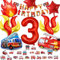 Funnity Feuerwehr Geburtstag Deko 3 Jahre, Feuerwehr Kindergeburtstag 3 Jahre, Jungen Geburtstags Dekoration, Feuerwehrauto Themenparty Dekoration