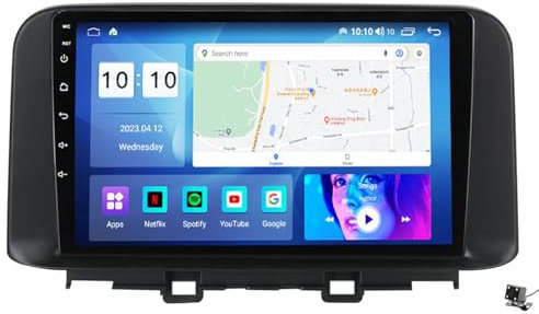 ZWCLSH Rádio De Carro Sem Fios Car-Play E Android Auto, 10.1'' IPS Touchscreen para Hyundai Encino 2018-2019 Recetor De Rádio De Carro Com Câmara De Visão Traseira, Rádio FM, Bluetooth, USB,M800s