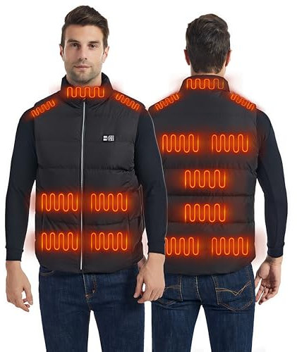 Monave Men Heated Gilet Heated Vest 13 Heating Pads Heated Body Warmer for Motorcycle Fishing Skiing Outdoor Activities Package don’t include power bank