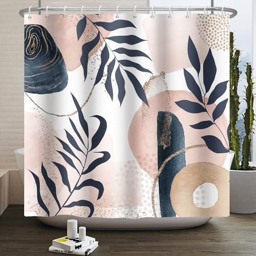 Duschvorhang Rosa Navy Blue Duschvorhang Stoff Polyester Shower Curtains Antischimmel Badevorhang Wasserdicht Duschvorhänge Duschvorhang 240x200 mit 12 Duschvorhangringen