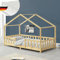 DELUKE® Kinderbett 90x200 cm Mila - mit Matratze, Lattenrost, Rausfallschutz | Hausbett Kinder Haus Bett Kinderzimmer Bodenbett Einzelbett Kinder Bett Klein Kinderbett | Braun
