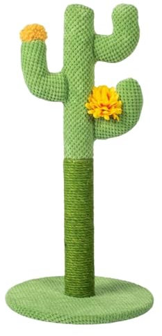 Torre rascadora para mascotas – Árbol rascador para gatos de cactus, rascador para gatos con forma de cactus para mascotas | Rascador interactivo para gatitos con 3 postes rascadores, marco de escalad