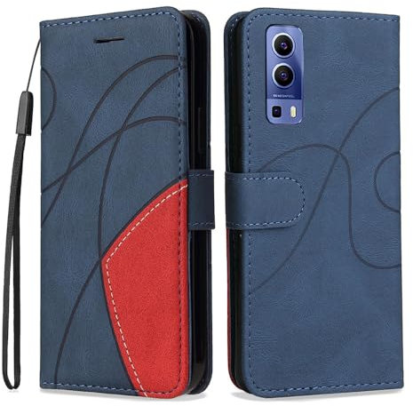 Compatible with vivo Y72 5G/vivo Y52 5G - Slim Dual-Tone Phone Case with Soft Touch Leather & TPU, Card Slots