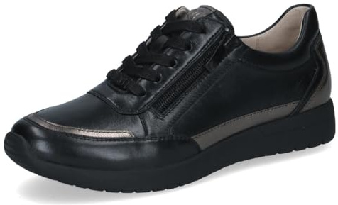Caprice Damen Sneaker flach aus Leder mit Reißverschluss, Schwarz (Black Comb), 40 EU