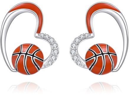 YONFQE Basketball Ohrringe 925 Sterlingsilber Basketball Ohrstecker Ohrringe für Damen Frauen Ball Sport Schmuck Geschenke für Basketball Liebhaber Spieler