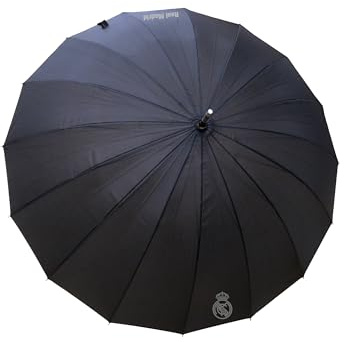 CyP Brands-Real Madrid, Regenschirm, Erwachsene, 16 Rippen, Schwarz, Offizielles Produkt