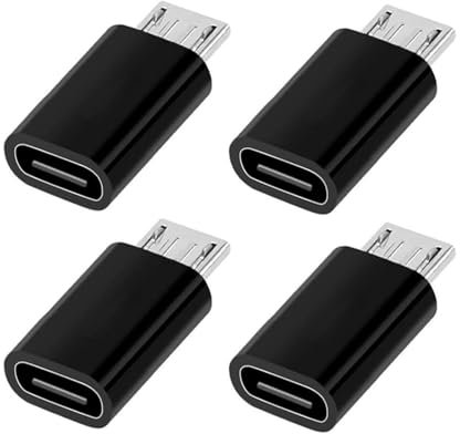 4 PCS USB C to Micro USB Adapter, Micro USB Adapters, Female to Male Connector Compatible with Samsung, Android Devices, PS4 Controller & More