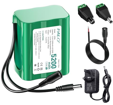 12.6V/5200mAh DC Battery Rechargeable Lithium Suitable for 12V devices, used for Solar Panel, LED light strips, MP3 players, routers, portable DVDs, drones, fishing lights, cameras