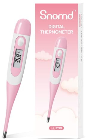 ​​Snomd Digitales Fieberthermometer für Erwachsene und Kinder Medizinisches Thermometer mit Fieberalarm und flexibler Spitze