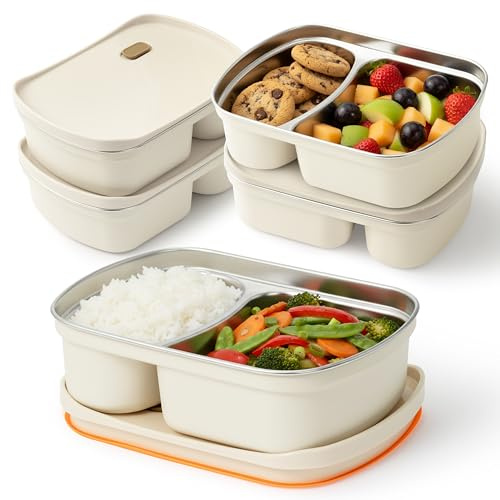 A1DIEE Stainless Steel Containers with Lids 2PCS Leakproof | Food Storage Containers Stackable Snack Boxes Metal Lunch Box Portable & Reusable Meal Kit for kids,School,Travel