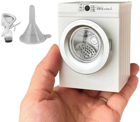 Washing Machine Toy, 1:12 Scale Household Appliance, Rechargeable Miniature Toy Washer with Openable Lid and Rotating Drum for Children, Boys, Girls, Birthday , Laundry Play Set, Educational