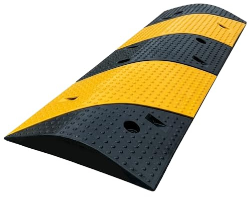 Floordirekt Gummi Bodenschwelle Hochwertige, Fahrbahnschwelle für effektive Geschwindigkeitsbegrenzung, Temposchwelle,(Schwarz-Gelb, 100 x 30 x 5 cm - Pico)