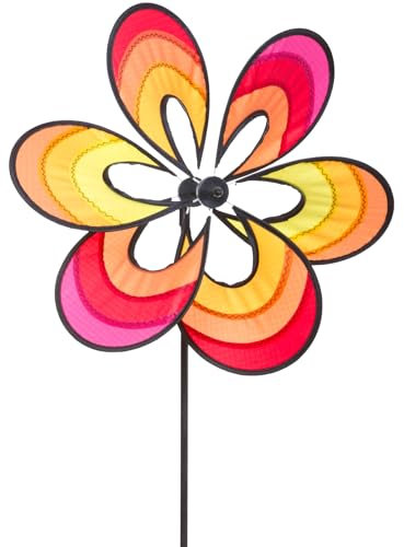 HQ Design Windspiration - Flower, UV-beständige und wetterfeste Windspiel Deko für Garten, Terrasse und Balkon - Windrad inkl. Standstab (Paradise Flower Illusion)