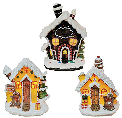 Beleuchtetes Zuckerhäuschen Set 3 TLG., Weihnachts Zucker Deko Häuschen Haus (LHS)