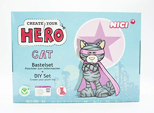 NICI 38090 Create your Hero Bastelset Plüschtier 25cm zum Selbermachen - Katze