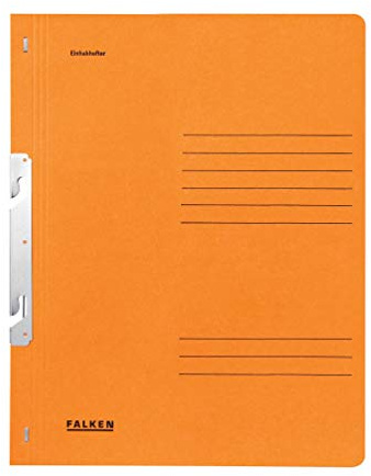 FALKEN 50x Einhakhefter aus Recycling-Karton für DIN A4 orange | Made in Germany mit ganzem Vorderdeckel und Behördenheftung Hefter Sammelmappe Dokumentenmappe