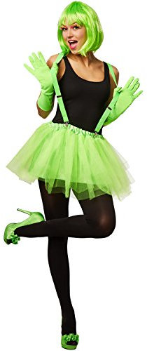 dressforfun Tutu mit Gummizug und Satinunterrock | inkl. verstellbaren Hosenträgern und Satinhandschuhe (S/M, Grün)