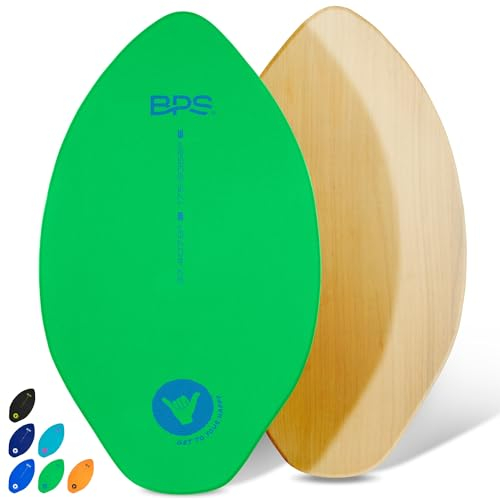 BPS Skimboard Shaka 89,9 cm – Hochglanz beschichtetes Holz Skimboard mit EVA-Pads – kein Wachs erforderlich – Skimboard für Erwachsene und Kinder (grün)