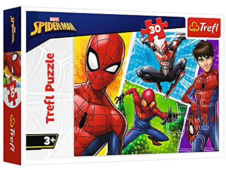 Trefl 18242 , Puzzle, Spiderman und Miguel, Disney Marvel Spiderman, 30 Teile, für Kinder ab 3 Jahren