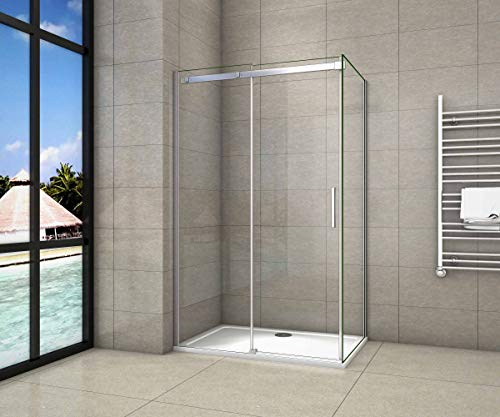 AICA BOX CABINA DOCCIA 140x80cm CRISTALLO TEMPERATO VETRO 8 MM EASYCLEAN ANTICALCARE H.195cm