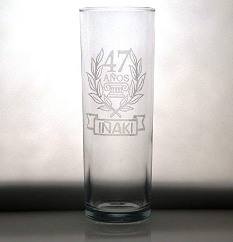 VASO DE WHISKY ALTO grabado y personalizado LAUREL CUMPLEAÑOS. Regalo día del padre, cumpleaños, aniversario, jubilación, para hombre o mujer. Regalo práctico, elegante, divertido y original.