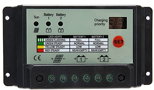 Régulateur de charge solaire double batterie 20 A, Régulateur de tension 12V ou 24V