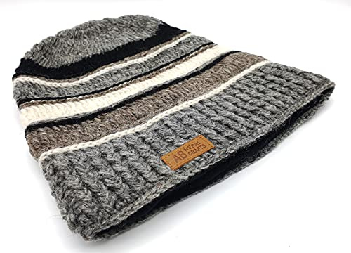 Trend Strickmütze Long Beanie Nepal handgefertigt Schurwolle One Size grau schwarz beige