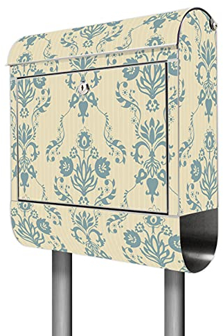 banjado® Briefkasten mit Standfuß Motiv Nostalgische Stimmung - Stand Briefkasten Edelstahl mit Zeitungsfach - Postbox/Postkasten A4 Einwurf inkl. Montagematerial & 2 Schlüssel