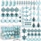 SPRINGOS Weihnachtsbaumkugeln 77 Stück Blau Tannenbaumkugeln-Set Dekoration für Weihnachten Party Hochzeit Ornamente Zapfen Bonbons Geschenkpäckchen Sterne Tannenbäume