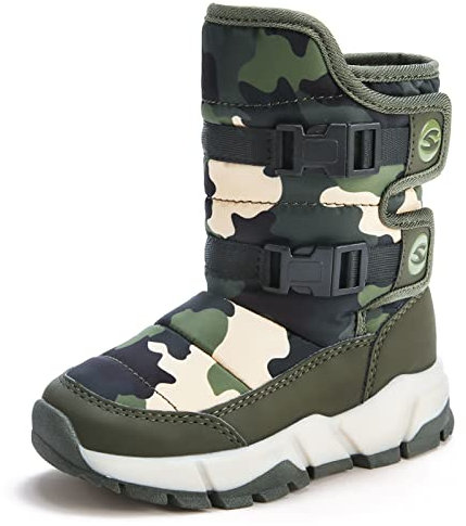 GUBARUN Schneestiefel Jungen Mädchen Winterstiefel Kinder Winter Outdoor Wasserdicht Warme Stiefel(N-Armeegrün, EU 31