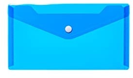 HERMA 20036 Dokumententasche DIN lang transparent blau, kleiner Sichttaschen Umschlag mit Druckknopf, Briefumschlag aus Plastik für Schule, Uni, Büro, Reise