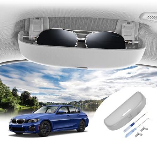 BIBIBO Custodia per occhiali B*MW Serie 3 5 7 X1 X3 X5 X7, porta occhiali per auto, occhiali da sole, porta occhiali da sole (grigio)