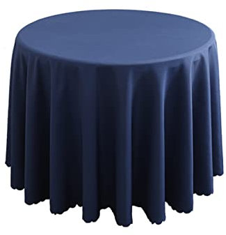FANIVIN Polyester Tischdecke Tischtuch Tischwäsche Couchtisch Küchentischabdeckung Tafeltuch Rund Einfacher Stil Navy Blau Durchmesser 180CM
