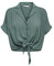 Chemise raccourcie à Noeud et col de Chemise élégant, Uniquement pour Femmes, Couleurs:Vert-3, Taille:M
