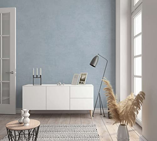 marburg Vliestapete blau grau Uni Modern für Wohnzimmer Schlafzimmer PREMIUM QUALITÄT Made in Germany 10,05 x 0,53m