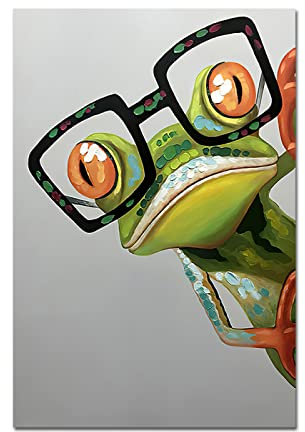 TANYANG Abstrakte Tier Leinwand Malerei Grüne Brille Frosch Poster Karikatur Tier Wandkunst Bild Für Kinder Zimmer Wohnzimmer Dekoration 50X70Cm Kein Rahmen