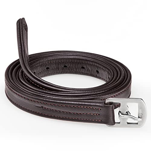 Cottage Craft Stirrup Leathers - Set of 2 Horse Non Stretch Leather Stirrups with a Stainless Steel Buckle - Brown, Size 54