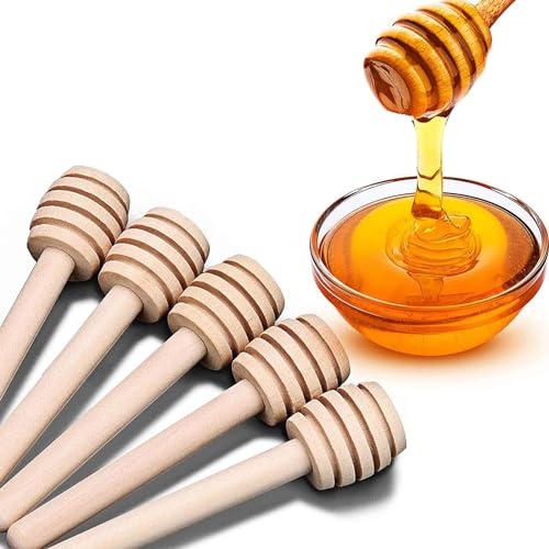 Palos de cuchara de miel de madera portátil para recogida de mermelada y fiesta de bodas (8 cm, 30)