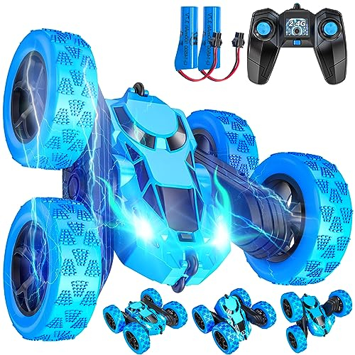 Ferngesteuertes Auto,2.4GHz RC Fahrzeug mit LED,4WD 360°Rotation Stunt Car, Crawler RC Elektrische Autos Cars, Funkferngesteuerte Fahrzeuge Spiel Outdoor Indoor Geschenke Jungen Mädchen3-12 J