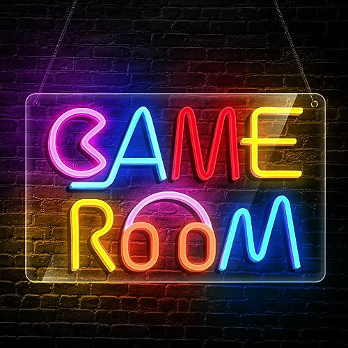 Neon Game Room Sign, Colorful Game Room Decor Sign, Neon LED Signs for Wall Bedroom Gaming Room Decor, Neon Lights for Game Zone Party Bar Club, with ON/OFF Switch & USB Port, 15.7x 9.8