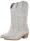 blingqueen Stivali da cowboy con glitter tacco occidentale, argento, 37 EU