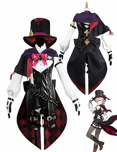 Daiendi Genshin Impact Kostüm Lyney Cosplay Kostüm Herren Womens Outfits Anime Cosplay Set mit Hut Halloween Karneval Anzug