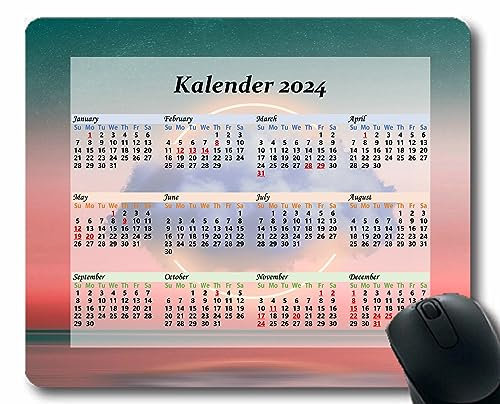 YENDOSTEEN Mauspad mit Kalender,2024,Blasen,leichte Form verblasst Ultraglatte Mauspads für Kabellose Maus,Laptop,Computer,PC-Büro,Zuhause